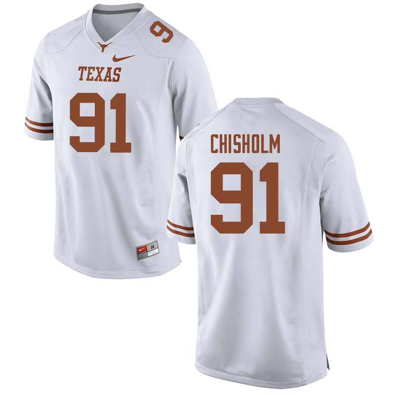Men #91 Jamari Chisholm Texas Longhorns College Football Jerseys Sale-White
